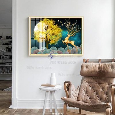 File gốc File tranh hiện đại pha lê gương FT102473 (in lụa) tranh mã đáo