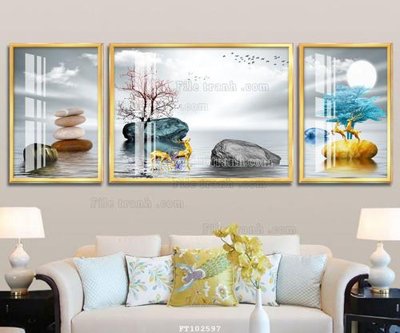 File tranh File tranh hiện đại pha lê gương FT102597 (bản gốc) treo quán cafe