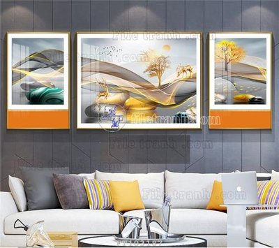 File in trần File tranh hiện đại pha lê gương FT103187 (bản gốc) hoa văn