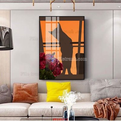 File gốc File tranh hiện đại pha lê gương FT105271 (in lụa) tranh mã đáo