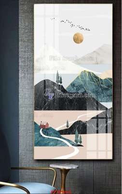 Hình ảnh file gốc in lụa File tranh hiện đại pha lê gương FT105289