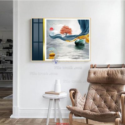 File gốc File tranh hiện đại pha lê gương FT105662 (in lụa) hoa văn cổ điển