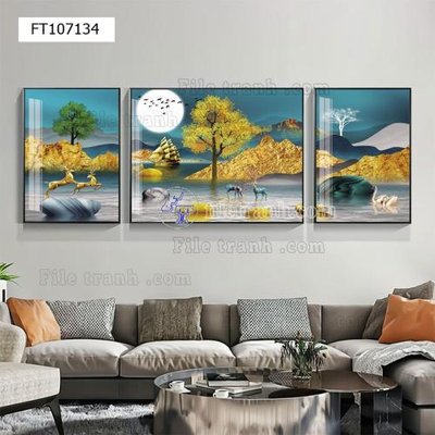 File in trần File tranh hiện đại pha lê gương FT107134 (bản gốc) 5D