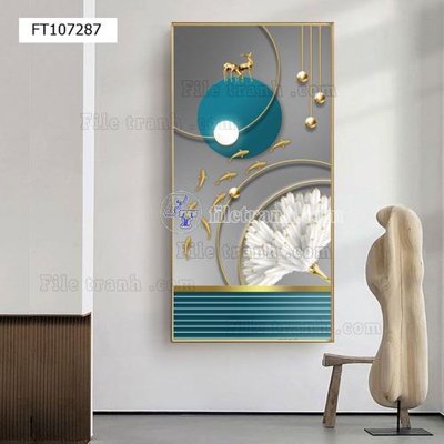File in trần File tranh hiện đại pha lê gương FT107287 (bản gốc) bầu trời