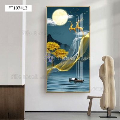 File in lụa File tranh hiện đại pha lê gương FT107413 (phong cảnh) File tranh hiện đại pha lê gương FT107413