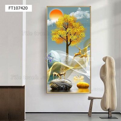 File in trần File tranh hiện đại pha lê gương FT107420 (file gốc) xuyên sáng