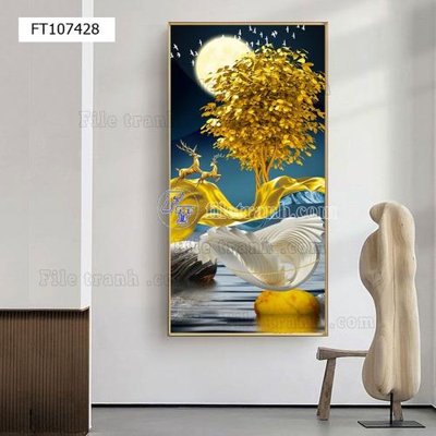 File in trần File tranh hiện đại pha lê gương FT107428 (bản gốc) bầu trời