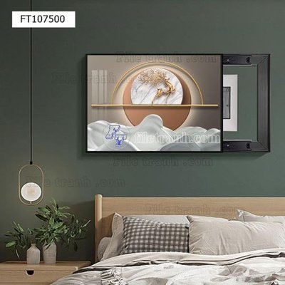File gốc File tranh hiện đại pha lê gương FT107500 (in lụa) tranh mã đáo
