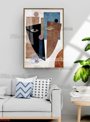 File gốc File tranh bộ hiện đại FT2656796 (in lụa) họa tiết 3D