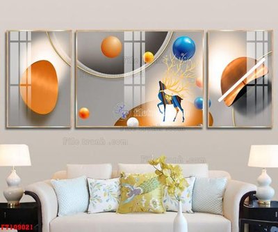 File in trần File tranh hiện đại pha lê gương FT109021 (bản gốc) hoa văn