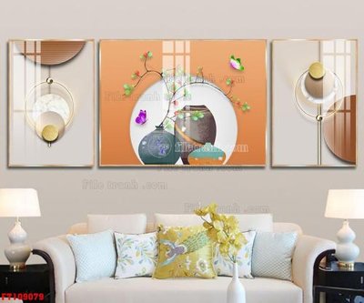 File tranh File tranh hiện đại pha lê gương FT109079 (bản gốc) in lụa dán tường