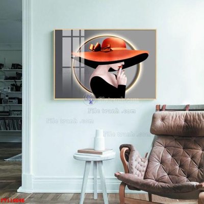 Tải file File tranh hiện đại pha lê gương FT110546 (gốc) chủ đề hoa sen