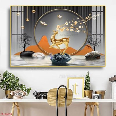 File tranh in trần 3D File tranh hiện đại pha lê gương FT120039 (ảnh gốc)
