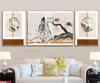 File gốc File tranh bộ hiện đại FT121079 (in lụa) tranh phong thủy