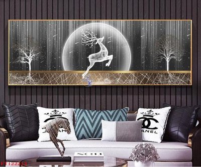 File gốc File tranh bộ hiện đại FT122213 (in lụa) họa tiết 3D