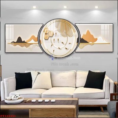 Download file gốc File tranh bộ hiện đại FT122351 (in lụa) tranh 3D