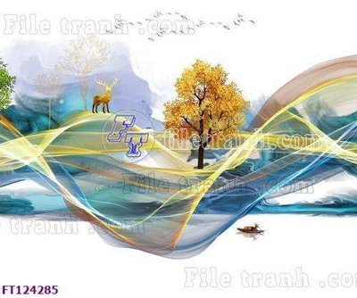 Ảnh gốc File tranh bộ hiện đại FT124285 (nét căng) in mica