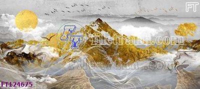 Ảnh gốc File tranh bộ hiện đại FT124675 (nét căng) in mica