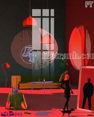 File gốc File tranh bộ hiện đại FT127241 (in lụa) họa tiết 3D