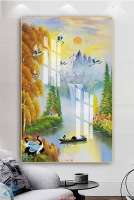 File in trần Tranh trang trí lối vào FT15539 (bản gốc) mây trời