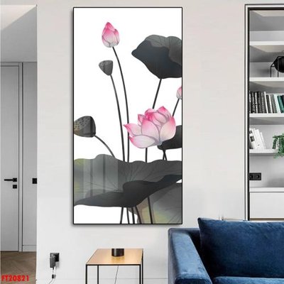 Download file gốc File tranh đơn lối vào FT20821 (in lụa) hoa lá