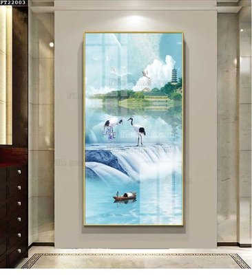 Tải file File in tranh tường đứng lối vào FT22003 (gốc) chủ đề hoa sen