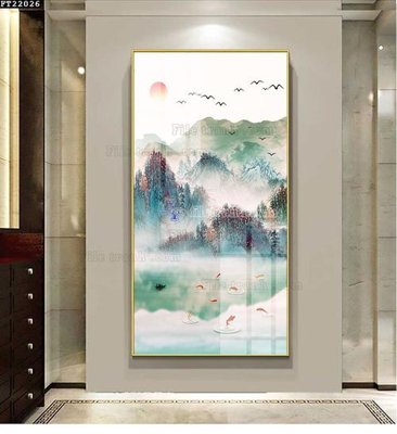 File gốc File in tranh tường đứng lối vào FT22026 (in lụa) trang trí tường