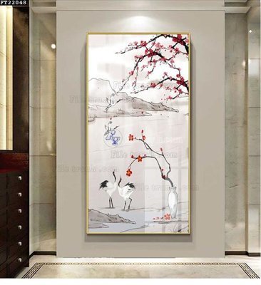 File gốc File in tranh tường đứng lối vào FT22048 (in lụa) chi tiết cao