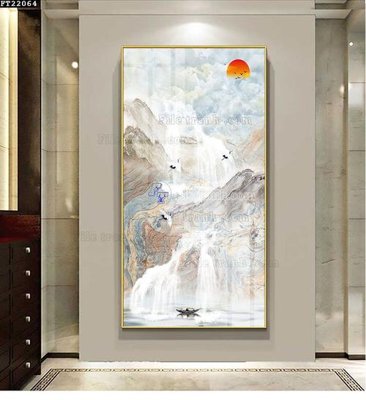 Hình ảnh file gốc in trần nhà File in tranh tường đứng lối vào FT22064