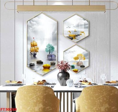 Download file gốc File tranh bộ hiện đại FT30228 (in lụa) tranh 3D
