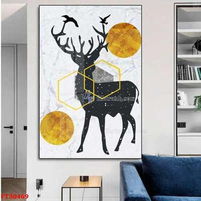 Ảnh gốc File tranh bộ hiện đại FT30469 (nét căng) in mica