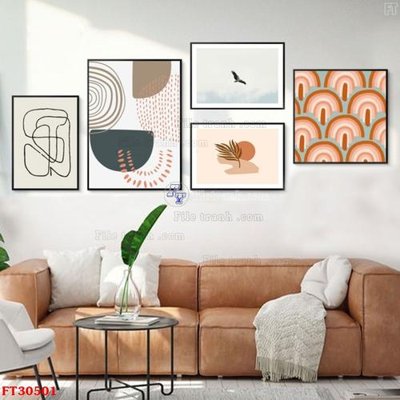File gốc File tranh bộ hiện đại FT30501 (in tráng gương) ốp tường