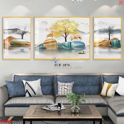 Hình ảnh file gốc in trần nhà File tranh bộ hiện đại FT40076