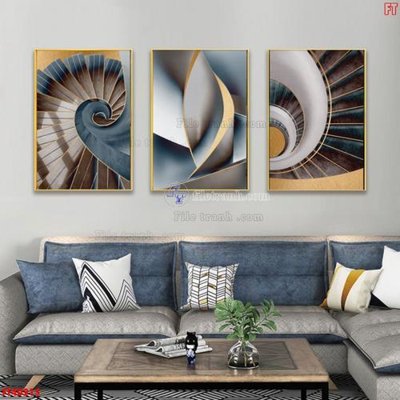 File tranh File tranh bộ hiện đại FT40215 (gốc) in trên kính