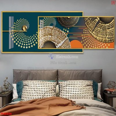 File gốc File tranh bộ hiện đại FT40356 (in lụa) hoa văn cổ điển