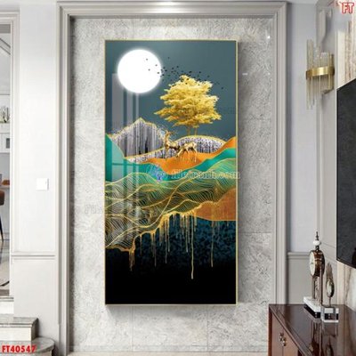 File gốc File tranh bộ hiện đại FT40547 (in lụa) họa tiết 3D