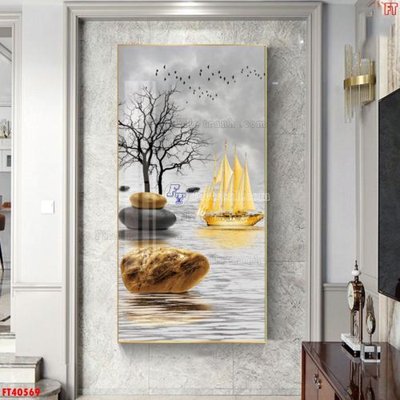 File gốc File tranh bộ hiện đại FT40569 (in lụa) tranh phong thủy