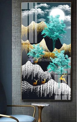 Download file gốc File tranh hiện đại pha lê gương FT409 (in lụa) hoa lá