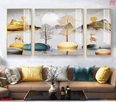 File gốc File tranh bộ hiện đại FT41019 (in mica) cắt laser