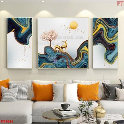 Download file gốc File tranh bộ hiện đại FT41044 (in lụa) hoa lá