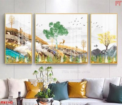 File tranh in trần 3D File tranh bộ hiện đại FT41142 (ảnh gốc)