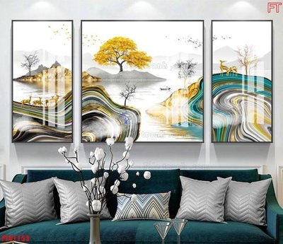 Download file gốc File tranh bộ hiện đại FT41153 (in mica) 3D