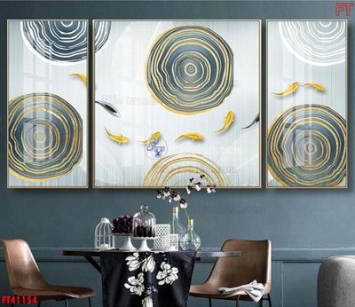 File gốc File tranh bộ hiện đại FT41154 (in lụa) họa tiết 3D