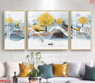 Chi tiết file gốc File tranh bộ hiện đại FT41177 (cho in tráng gương)