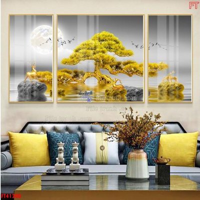 File tranh File tranh bộ hiện đại FT41200 (gốc) in trên kính
