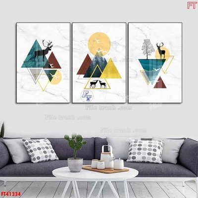 Download file gốc File tranh bộ hiện đại FT41334 (in lụa) tranh 3D