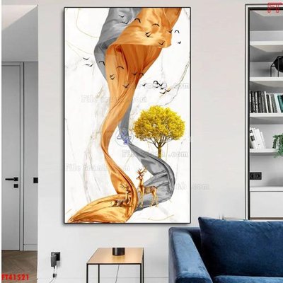 File gốc File tranh bộ hiện đại FT41521 (in lụa) hoa văn cổ điển