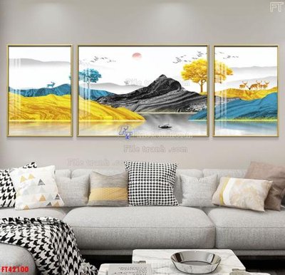 File tranh File tranh bộ hiện đại FT42100 (file gốc) chủ đề phong thủy