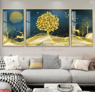 File gốc File tranh bộ hiện đại FT42122 (in tráng gương) sang trọng