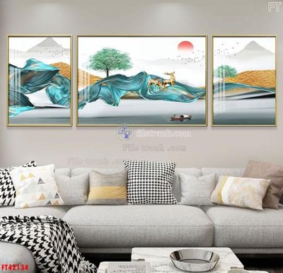 File gốc in mica File tranh bộ hiện đại FT42134 chất lượng